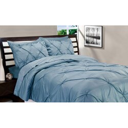 Matte Satin Silver Blue Down Alternative Comforter and Sham Set