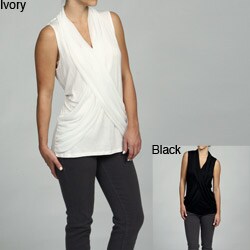 AnnaLee & Hope Women's Wrap-front Scoop Neck Sleeveless Top 