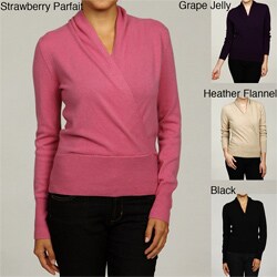 Oliver & James Women's Cashmere Surplice Faux Wrap Sweater FINAL SALE