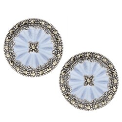MARC Sterling Silver Marcasite Blue Crystal Earrings
