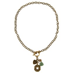 Charming Life Goldtone Aventurine and Asian Coin Necklace