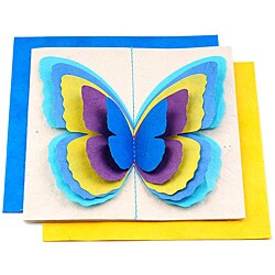 Set of 6 Lokta Paper 3D Ocean Magic Butterflies Note Cards (Nepal)
