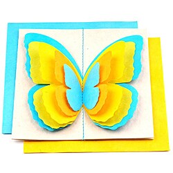 Set of 6 Lokta Paper 3D Blue Magic Butterflies Note Cards (Nepal)
