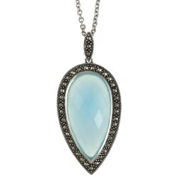 MARC Sterling Silver Chalcedony and Marcasite Necklace