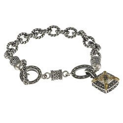 MARC Sterling Silver Yellow Cubic Zirconia and Marcasite Toggle Bracelet