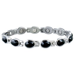 Sabona Women's Stainless Steel Black Stone Magnetic Bracelet