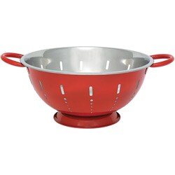 Stainless Steel/ Red 5-quart Colanders (Set of 2)
