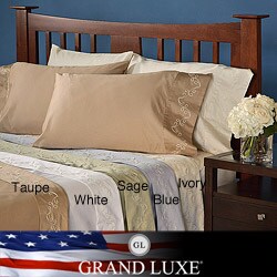 Grand Luxe Egyptian Cotton 500 Thread Count Scroll Queen-size Deep Pocket Sheet Set