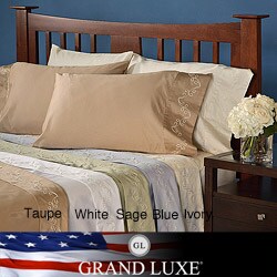Grand Luxe Egyptian Cotton Sateen 300 Thread Count Scroll Queen-size Deep Pocket Sheet Set