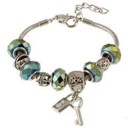 La Preciosa Silverplated Green Hematite Bead Bracelet