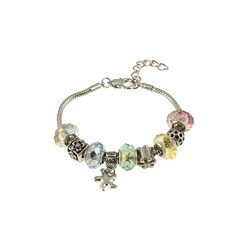 La Preciosa Silverplated Multi-colored Glass Bead and Charm Bracelet