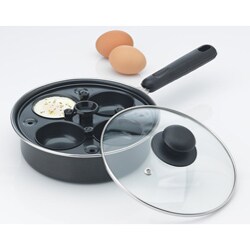 Nonstick 4-cup Egg Poacher Fry Pan with Glass Lid 