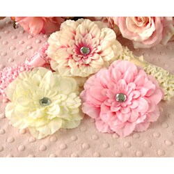 Headbandz 5-piece Pink and Cream Headbands and Flowers Set