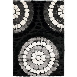 Hand-woven Silken Embossed Black Shag Rug (8' x 10')
