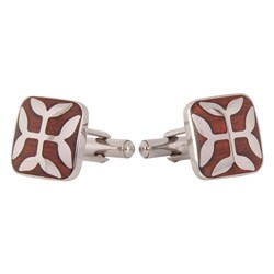 Cuff Daddy Stainless Steel Ornate Wood Cuff Links