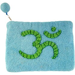 Wool Felt Sky Blue/ Green Ohm Change Wallet (Nepal)