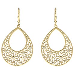 Kate Bissett 14k Yellow Gold Overlay Inscribed Oval Drop Earrings