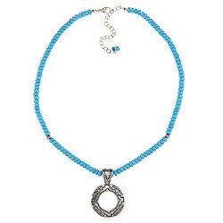 Southwest Moon Sterling Silver Turquoise Bead Circle Necklace