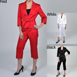 Signature by Larry Levine Suits Women's Cropped Pant Suit