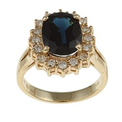 14k Yellow Gold Sapphire and 1/2ct TDW Diamond Ring (H, SI1-SI2)