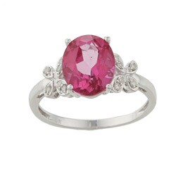 Viducci 10k White Gold Pink Topaz and 1/10ct TDW Diamond Ring (G-H, I1-I2)