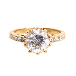 Gold Overlay Cubic Zirconia Solitaire Ring 