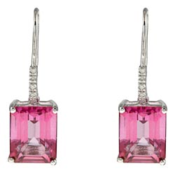 Viducci 10k White Gold Pink Topaz and Diamond Accent Earrings