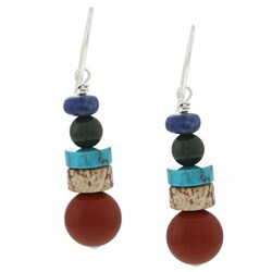 Southwest Moon Sterling Silver Multi-gemstone Drop Earrings