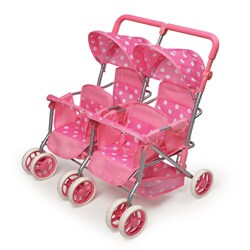 Badger Basket Pink Quad Deluxe Doll Stroller