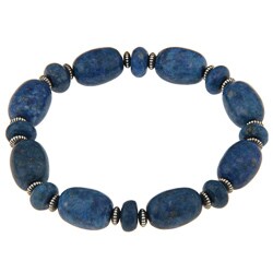Southwest Moon Sterling Silver Denim Lapis Nugget Stretch Bracelet