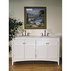 Marble Top White 60-inch Double Sink Vanity
