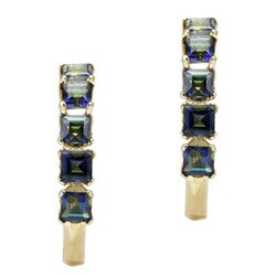10k Yellow Gold Square-cut Mystic Blue Topaz Hoop Earrings