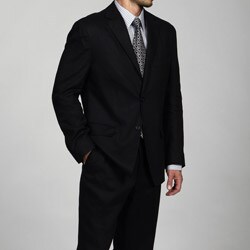U & I Men's Black Linen 2-button Suit