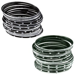 Set of 18 Aluminum Black Summer Night Skies Bangle Bracelets (India)
