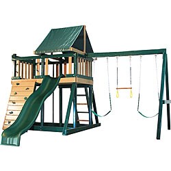 Congo Series Monkey Playsystem #1 Green Maintenance and Splinter Free Swing Set