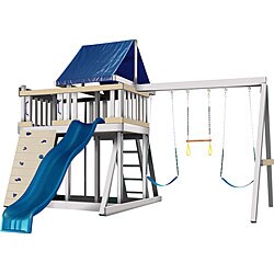 Congo Series Monkey Play System #1 White Maintenance and Splinter Free Swing Set