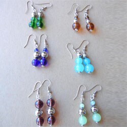 Set of 6 Handmade Glass Beads Earrings (Kenya)