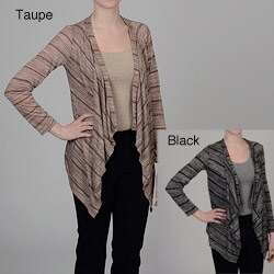 Simply Irresistible Women's Striped Space-dye Open-front Cardigan 