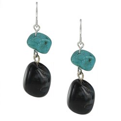 Crystale Onyx and Turquoise Dangle Crystale Earrings