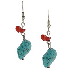 Crystale Genuine Carnelian Turquiose Dangle Earrings