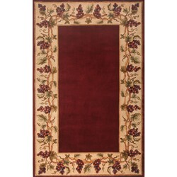 Hand-Tufted Emerald Bordeaux Grapes Wool Rug (8' x 11') 