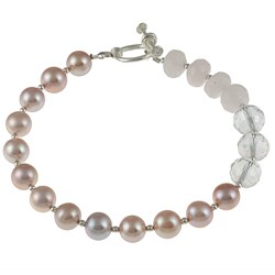 Charming Life Pink Pearl, Rose Quartz and Crystal Bracelet 