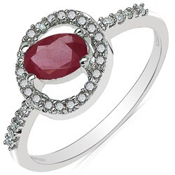 10k White Gold Ruby and 1/5ct TDW Diamond Ring (H-I, I2-I3)