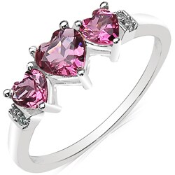 10k White Gold Pink Tourmaline and Diamond Accent Ring