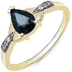 10k Yellow Gold Sapphire and Diamond Accent Ring