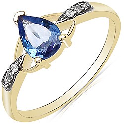 10k Yellow Gold Tanzanite and Diamond Accent Ring