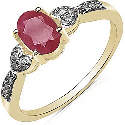 10k Yellow Gold Ruby and Diamond Accent Ring