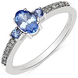 10k White Gold Tanzanite and 1/10ct TDW Diamond Ring (I-J, I2-I3)