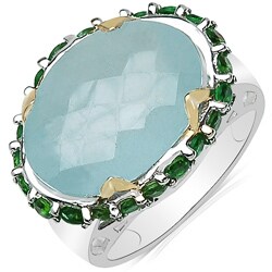 Malaika Sterling Silver Aquamarine and Chrome Diopside Ring