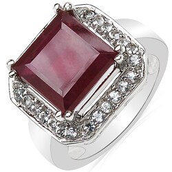 Sterling Silver Ruby and White Topaz Ring
